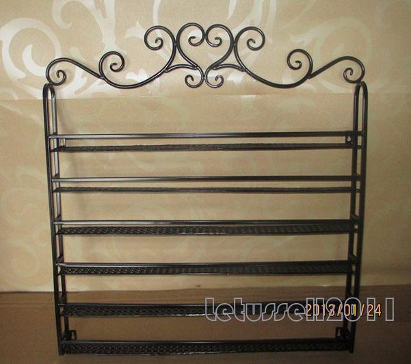 6TIER HANGING NAIL POLISH WALL RACK WROUGHT IRON METAL DISPLAY WHITE